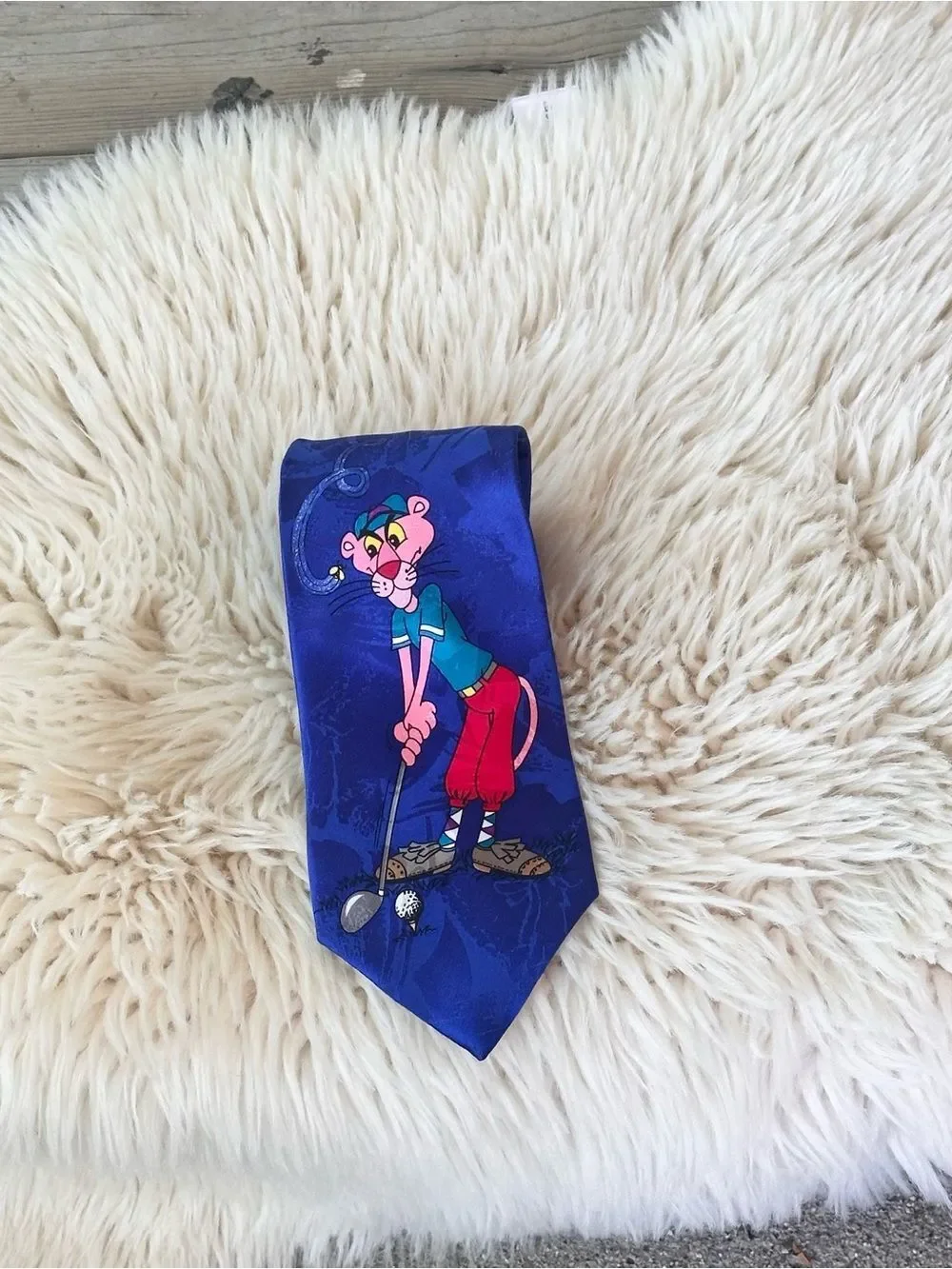 Pink Panther vintage Blue Novelty Golf Tie